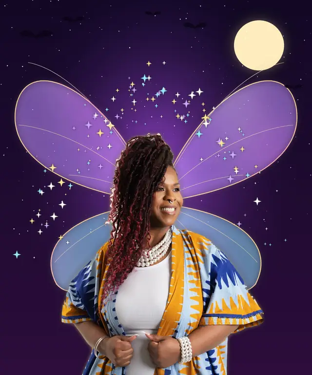 Marquisha Williams as a glowing Halloween fairy under the moon
